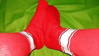 Red stocking horny
