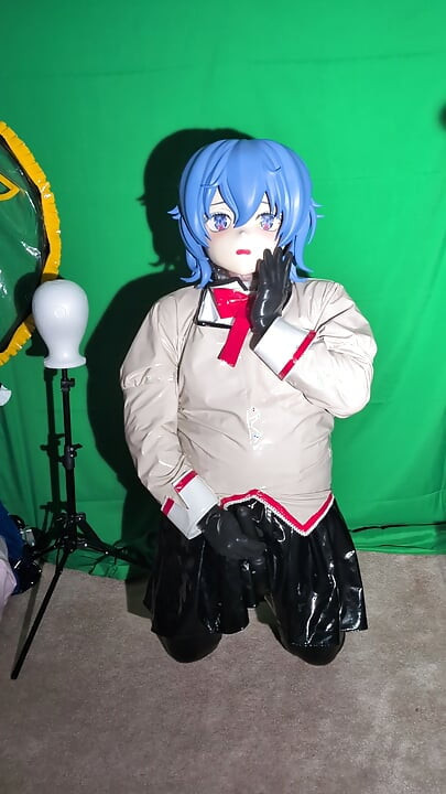 PVC Kigurumi Cosplayer Madoka Uniform Vibrator and Breathplay