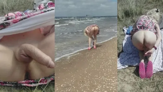 MissRose TS - Blonde Swedish Shemale Valkyrie Public Nude Beach Fum - u.skirt masturbation - nude biking under dress ts