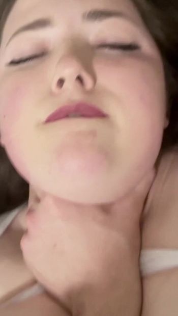 Teen BBW Fucked, cumming on huge cock with tight shaved pussy