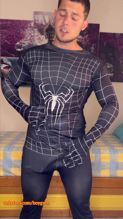My BIG COCK Cums With Spiderman Suit