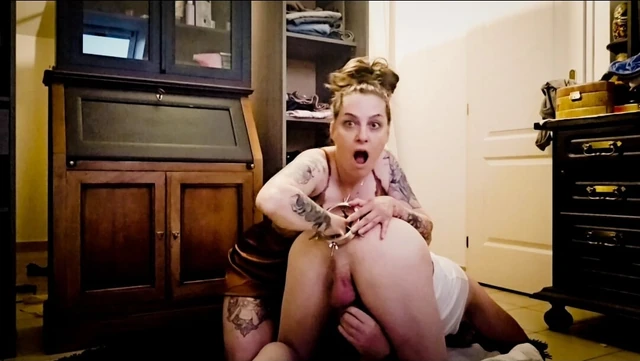 Femdom anal fisting with a speculum anal retractor