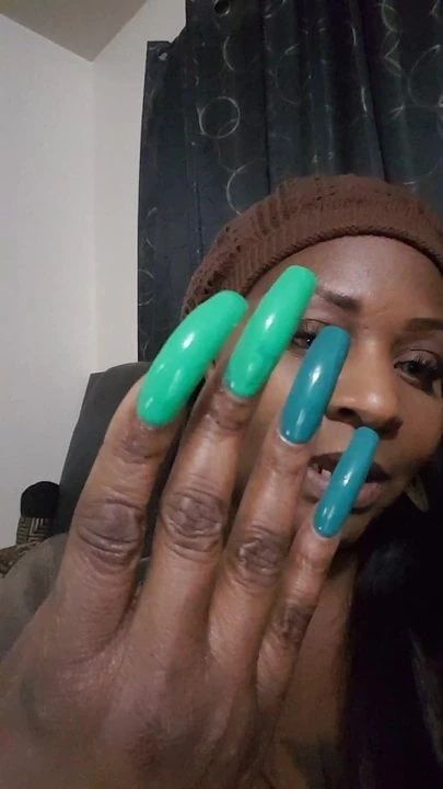 sexy black lady with awesome long nails fingernails