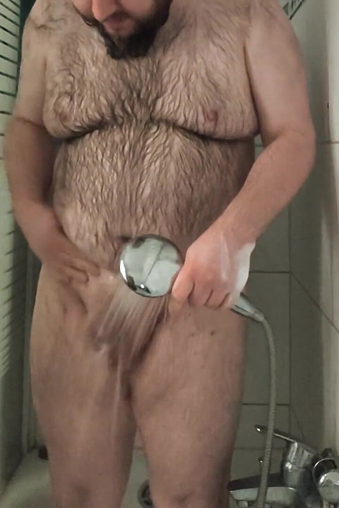 Fat Bear Taking a Shower