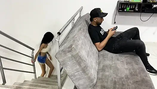 This cute hot girl is looking for me in the living room so I can fuck her on the furniture in my house.
