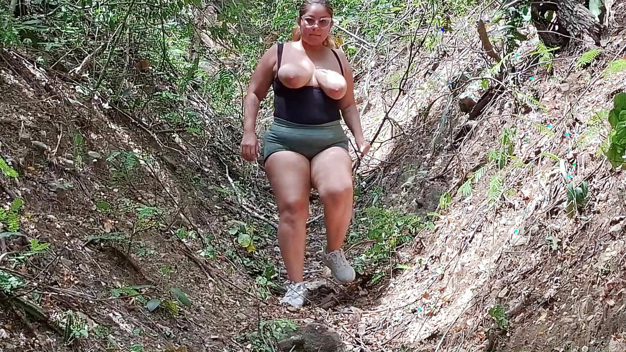 Sapphire Exercises Outside with Her Big Boobs Out