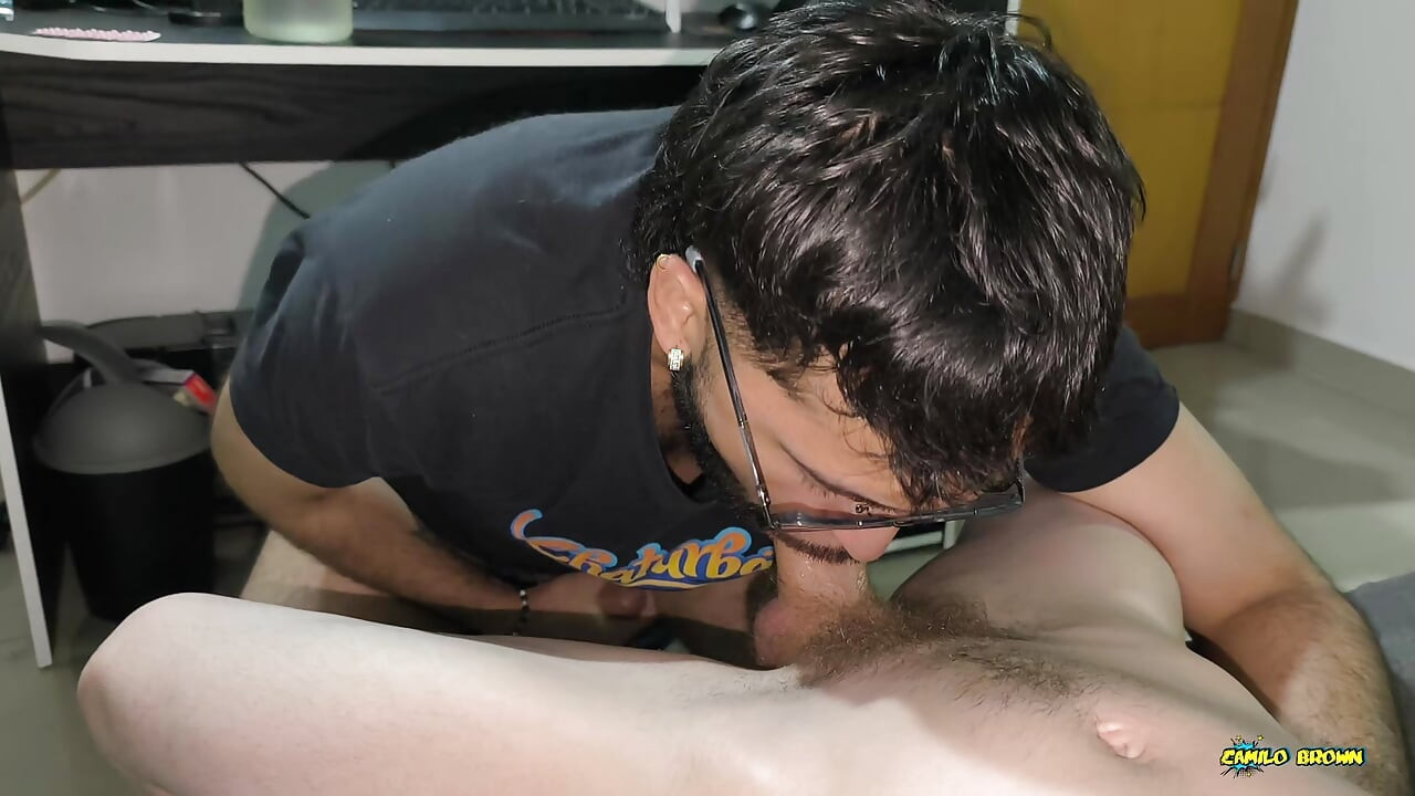 Kneeling & Horny: Sniffing My Boyfriend’s Bulge Till I Cum on His Cock & Swallow Both Loads