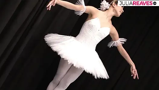 Skinny ballet gets pussy licked then fucked by two monster cocks