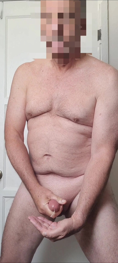Exhibitionist eating my own cum (again) while you watch