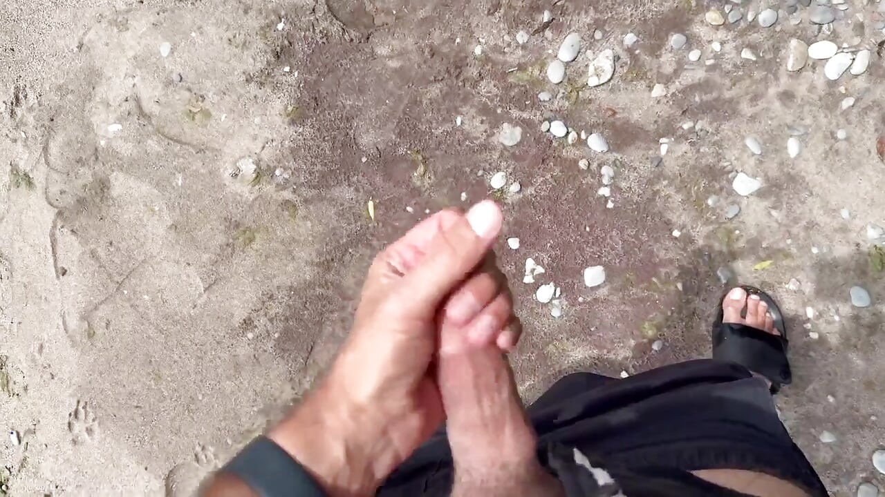 Public Double Facial After Fucking Husband and Friend at the Beach