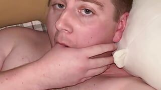Hot young college stud jacking off til orgasm and eats cum