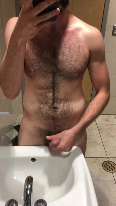 Cumming in gas station bathroom