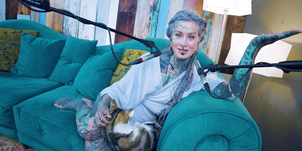 I talk about E - Empathy - ASMR podcast SFW talking goth skinny girl dreadlocks tattoo model inked girl
