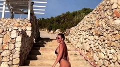 Serbian slut singer Sladja does sexy walk