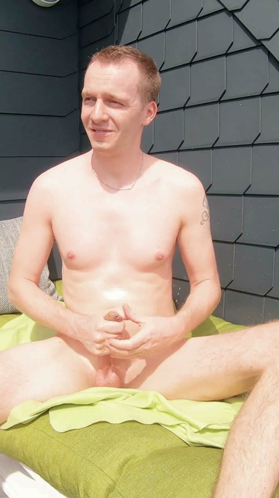 Public masturbation on the balcony - female neighbor is watching | Clip 1