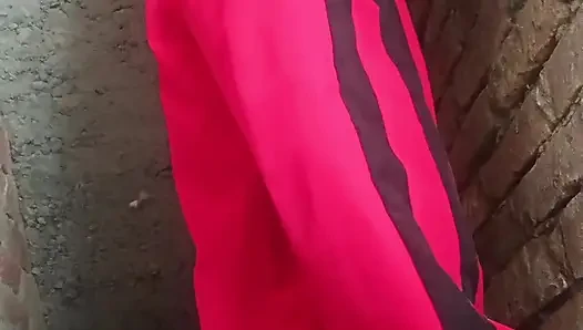 The native boy drained the water from his penis