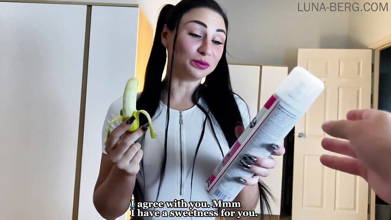 horny STEPSISTER came to eat a banana, SUCK DICK 69, fuch all poses and CUM in MOUNTH