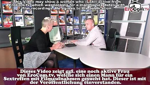 German short-haired stepmom seduces her stepson in the office