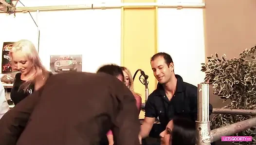 Orgy with the big boobed sluts who like anal and pussy bang