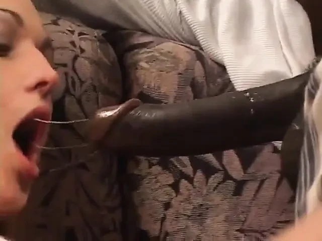 Two massive black cock pound tight blonde in both her holes