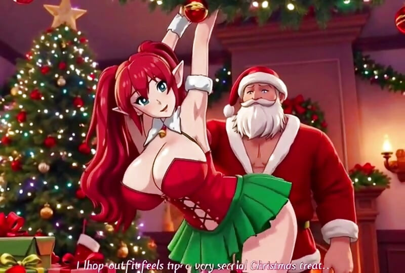 Santa give special gift to busty milf on Christmas