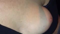 Wife flashing tits in car