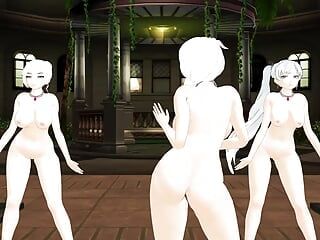 RWBY - 3人の女の子フルヌードダンス+セックス(3D変態)