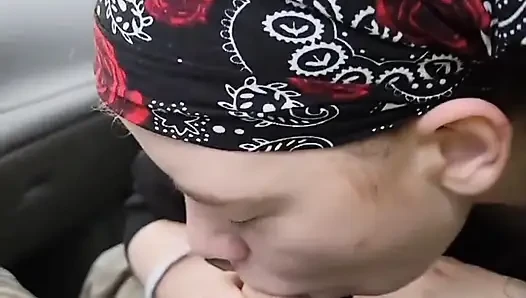 Slutty teenager eagerly sucking my big cock for cum