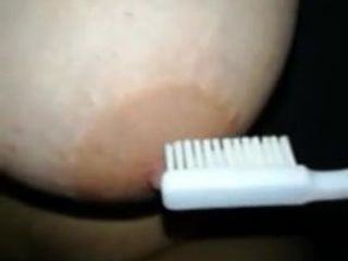 My nipple with toothbrush 2