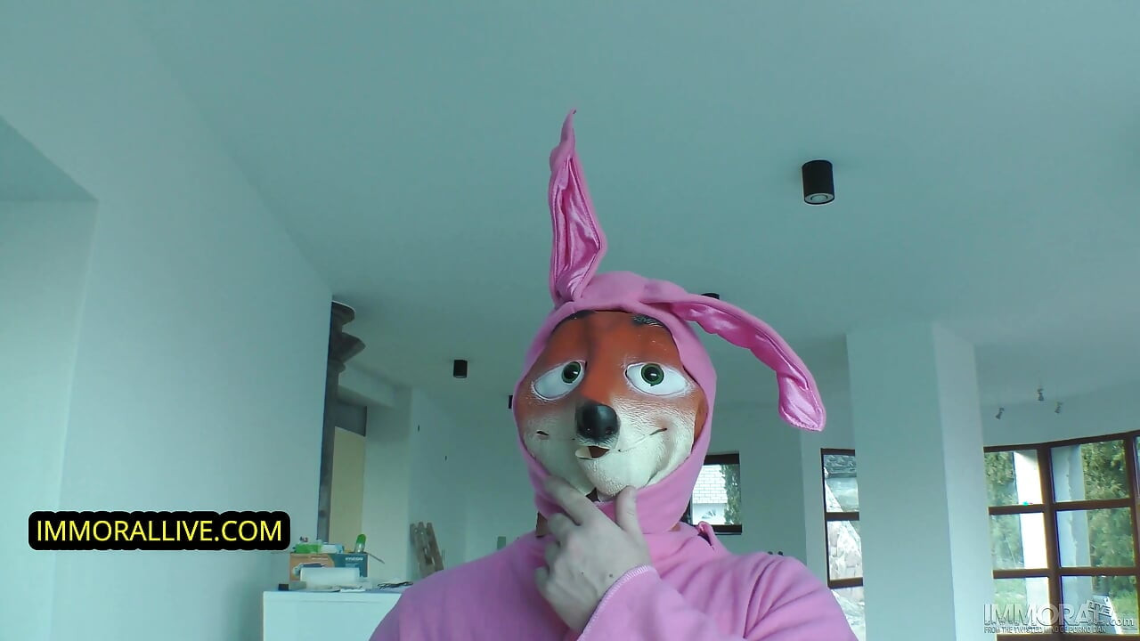 Evil Easter bunny gives natural busty teen anal creampie!