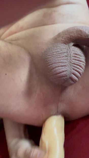 More close up of being fucked with big toy