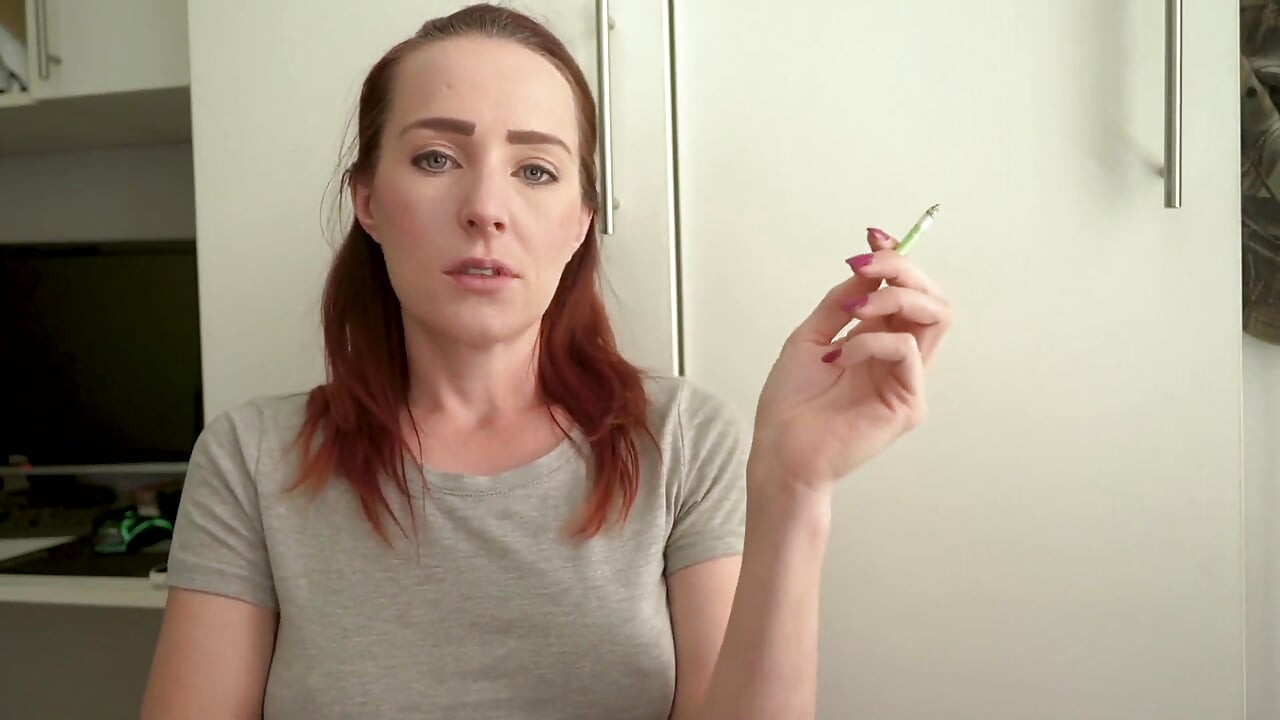 Cute Brunette Smoking in a Tight Top