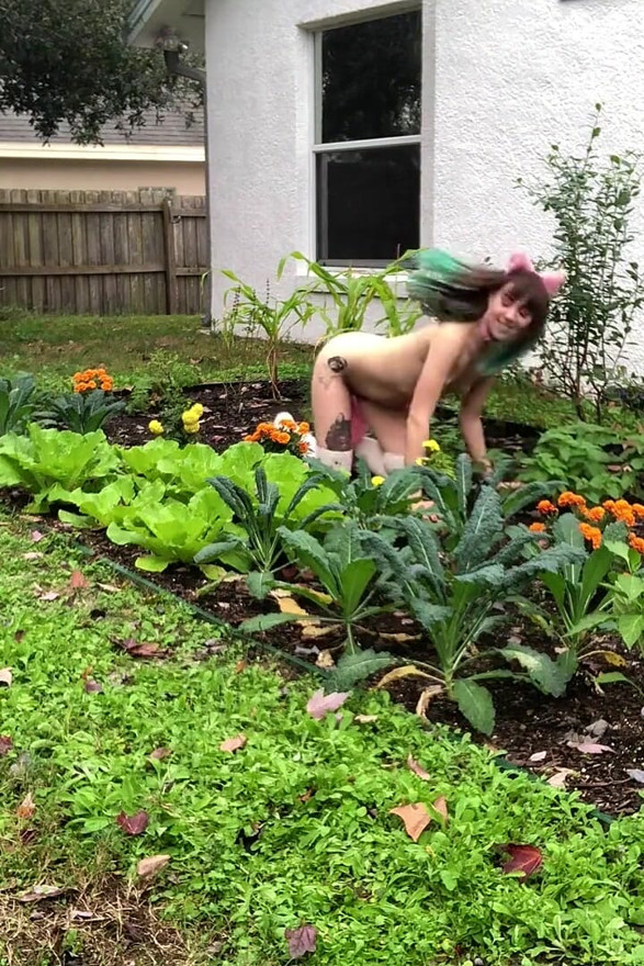 Kitty Kums in the Kale