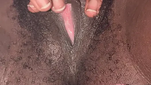 Cute Pussy American Girl Spreads, Kitty Plays & Masturbates Juicy Black Hairy Vagina
