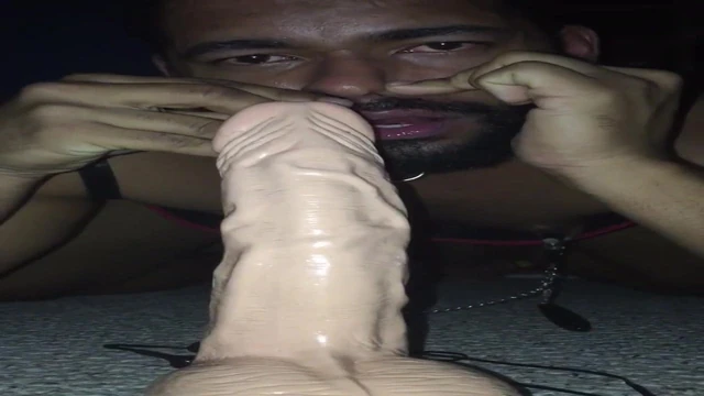 Faggot sucking dildo
