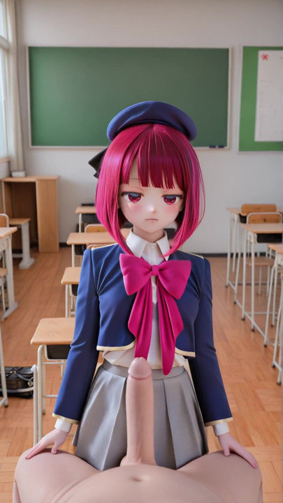 An ugly fat guy has rough sex with Arima Kana dressed in a Japanese schoolgirl uniform in a school hall | Clip 2