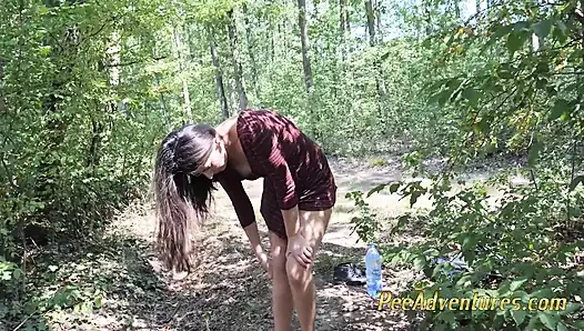 She had to strip and empty herself competently nude in a clearing