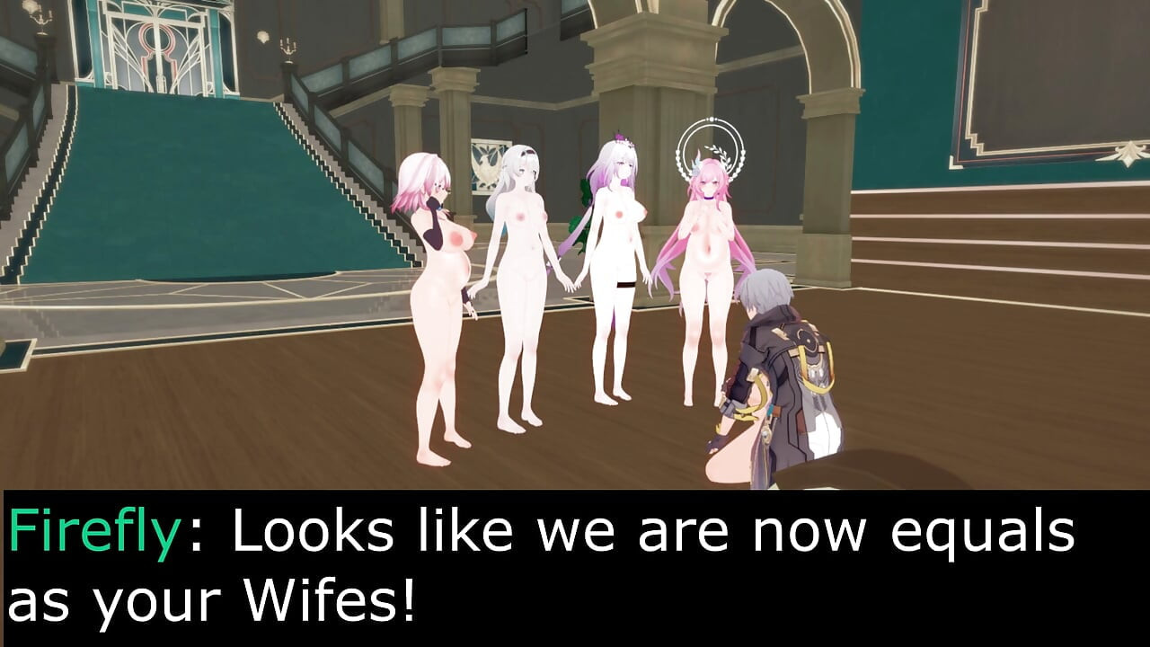 Honkai Star Rail - Caelus Harem Party - Cyrene, Marchevernight, Firefly and Castorice - 3D Hentai Animations