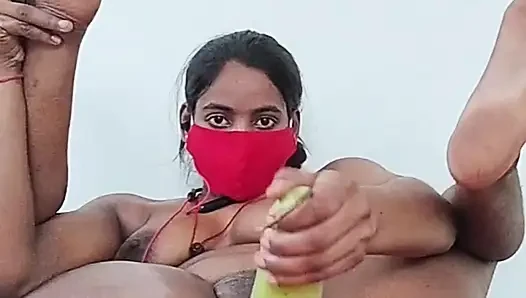 Desi girl masterbating his choot by big dildo in study room