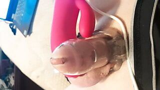 Cumming while wearing chastity