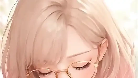 AI anime Nerdy girl Blowjob and Cum in Mouth