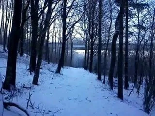 Wanking in the snow at a highway bridge