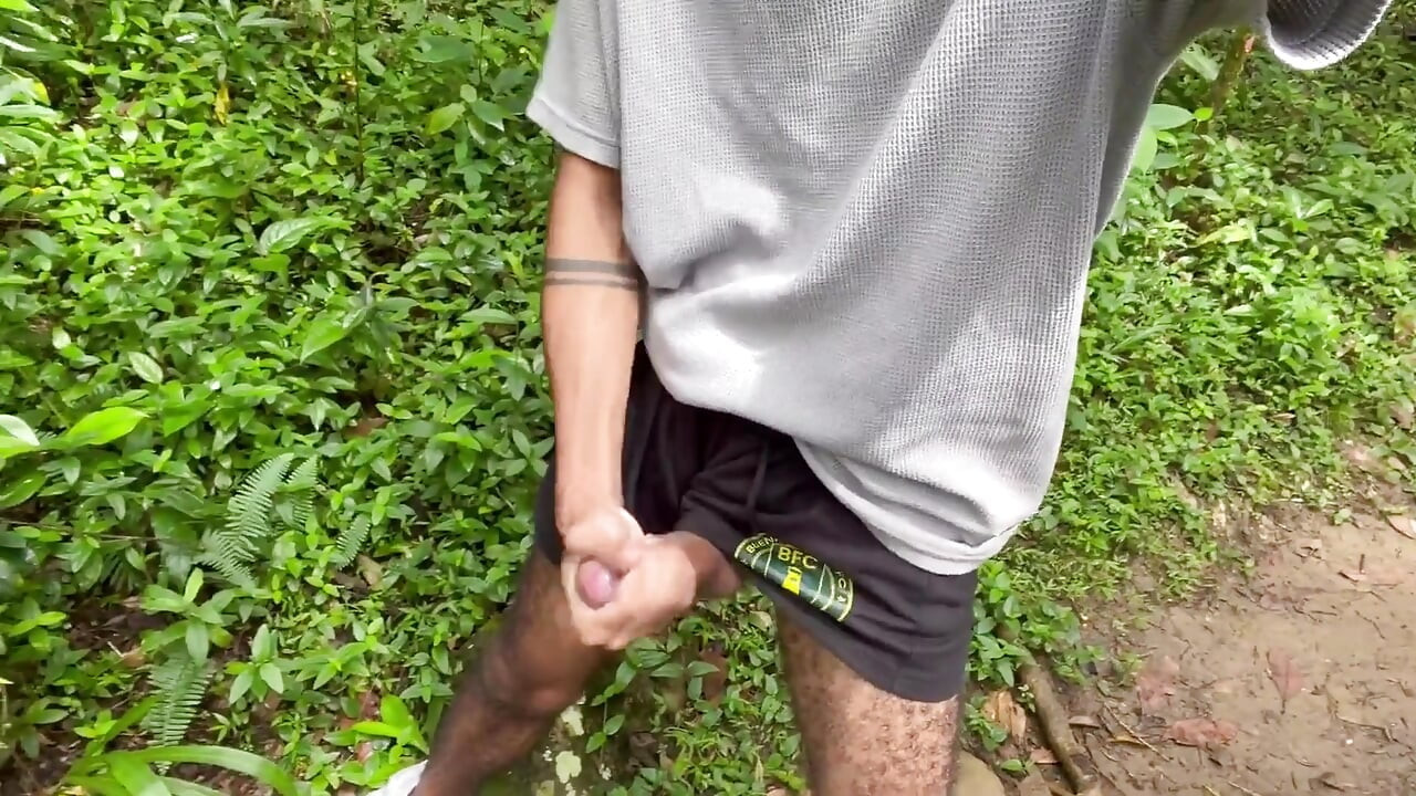 Enjoying Handjob Outdoors