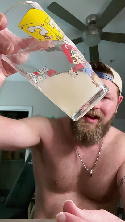 Tall Hunk Fills a Glass With Load After Load of Sperm