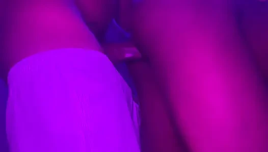 Hot petite Ebony teen creamy pussy getting  blacked by bbc cock couldn’t resist fiddling clit when she came out the shower  POV