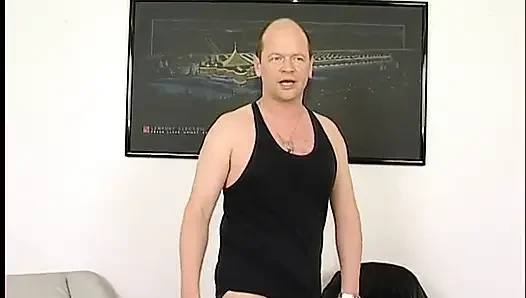 Brunette bitch blowing dick and gets banged from behind at casting
