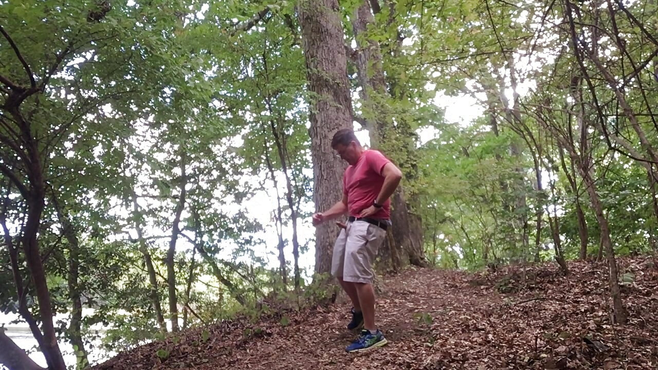 Public Woods Jerk Off on Hiking Trail, Zipper Flash, Hard Cock Stroking, Big Cumshot and Face