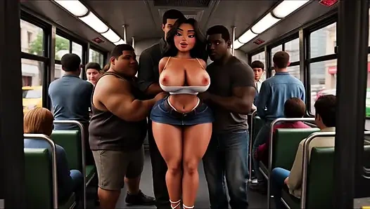 Сладострастный мокрая мечта в автобусе - переполненная жара и бурный душ