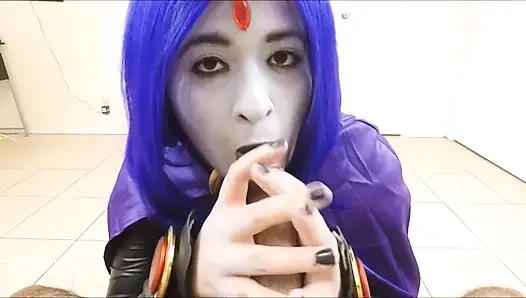 Raven Sucks on a Juicy Cock