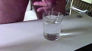 Jerking Off and Cumming in Glass of Water
